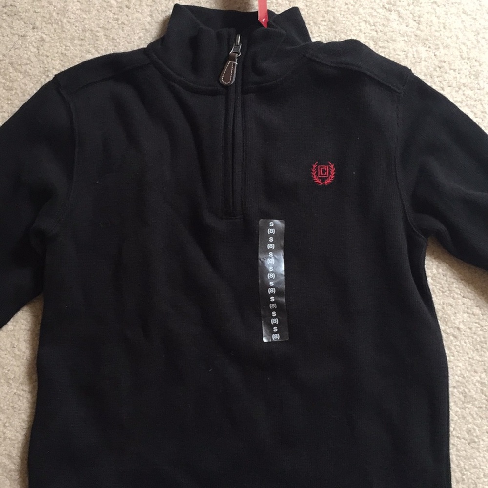 Chaps Black Knit Quarter Zip